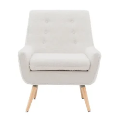Ivory Faux Sherpa Tufted Accent Chair-Kirkland's Home Online