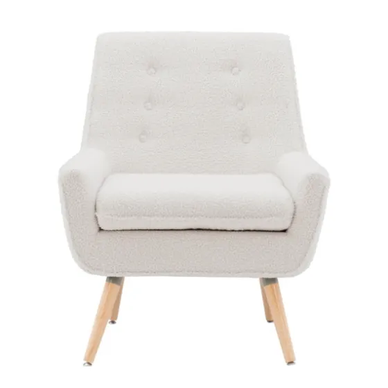 Ivory Faux Sherpa Tufted Accent Chair-Kirkland's Home Online