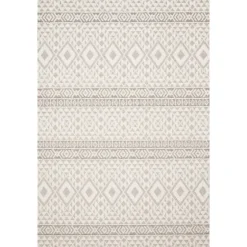 Ivory Geometric Stripes Outdoor Area Rug, 5X7-Kirkland's Home Cheap