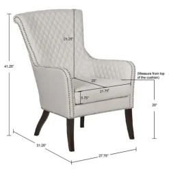 Ivory Lanea Quilted Accent Chair With Silver Studs-Kirkland's Home Best