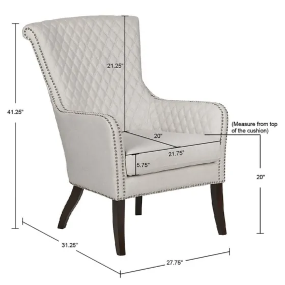 Ivory Lanea Quilted Accent Chair With Silver Studs-Kirkland's Home Best