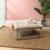 Ivory Linen Low Base Tufted Ottoman-Kirkland's Home Flash Sale