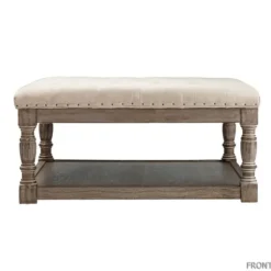 Ivory Linen Low Base Tufted Ottoman-Kirkland's Home Flash Sale