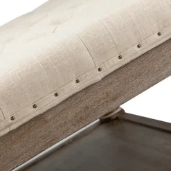 Ivory Linen Low Base Tufted Ottoman-Kirkland's Home Flash Sale