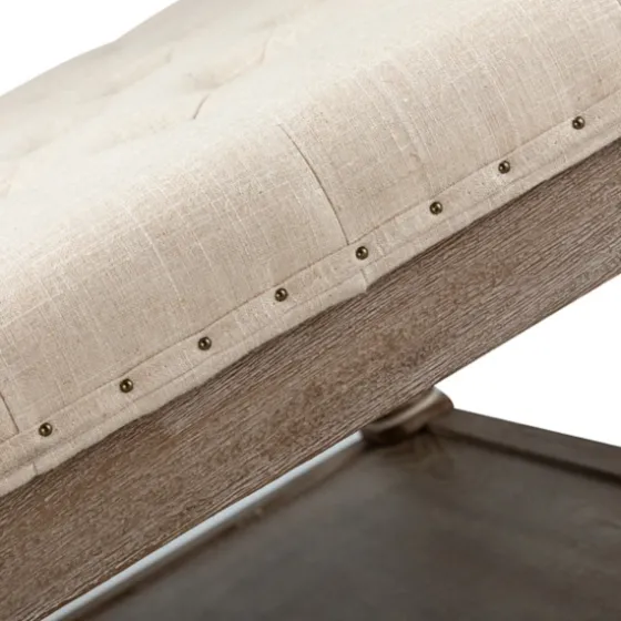 Ivory Linen Low Base Tufted Ottoman-Kirkland's Home Flash Sale