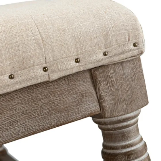 Ivory Linen Low Base Tufted Ottoman-Kirkland's Home Flash Sale