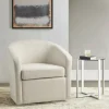 Ivory Upholstered Low Back Swivel Accent Chair-Kirkland's Home Store