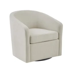 Ivory Upholstered Low Back Swivel Accent Chair-Kirkland's Home Store