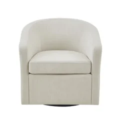 Ivory Upholstered Low Back Swivel Accent Chair-Kirkland's Home Store