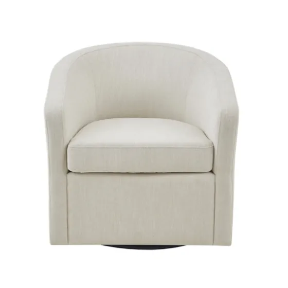 Ivory Upholstered Low Back Swivel Accent Chair-Kirkland's Home Store