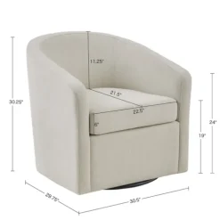 Ivory Upholstered Low Back Swivel Accent Chair-Kirkland's Home Store