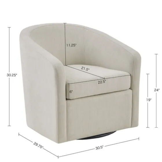 Ivory Upholstered Low Back Swivel Accent Chair-Kirkland's Home Store