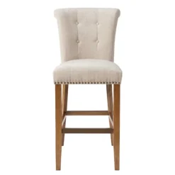 Ivory Wesley Tufted Bar Stool With Nailhead Trim-Kirkland's Home Store