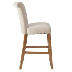 Ivory Wesley Tufted Bar Stool With Nailhead Trim-Kirkland's Home Store