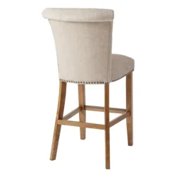 Ivory Wesley Tufted Bar Stool With Nailhead Trim-Kirkland's Home Store