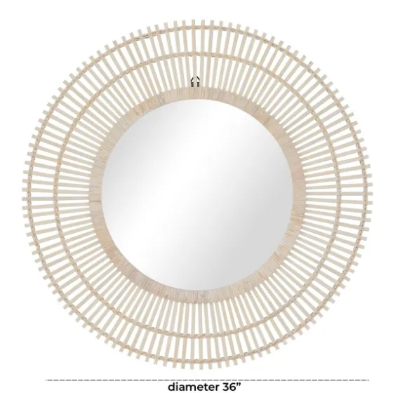 Ivory Woven Bamboo Sunburst Wall Mirror-Kirkland's Home Cheap