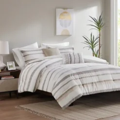 Jacquard Stripe 5-Pc. Cali King Comforter Set-Kirkland's Home Shop