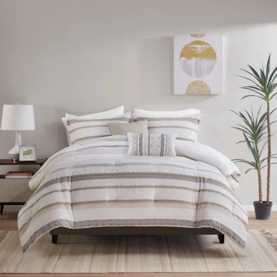 Jacquard Stripe 5-Pc. Full/Queen Comforter Set-Kirkland's Home Fashion
