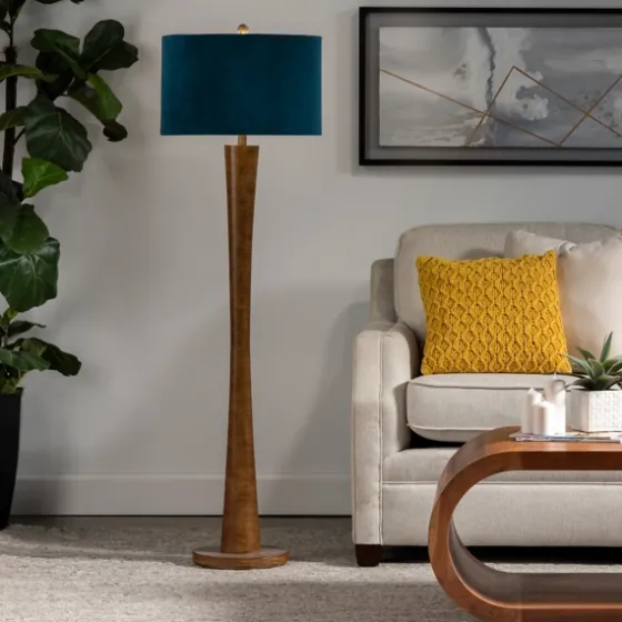 Janis Bronze And Teal Velvet Floor Lamp-Kirkland's Home Cheap