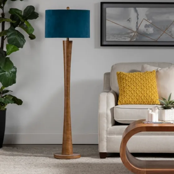 Janis Bronze And Teal Velvet Floor Lamp-Kirkland's Home Cheap