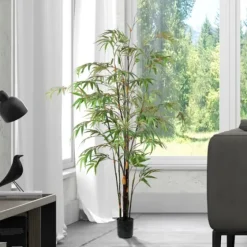 Japanese Bamboo Tree In Black Planter, 5 Ft.-Kirkland's Home Fashion