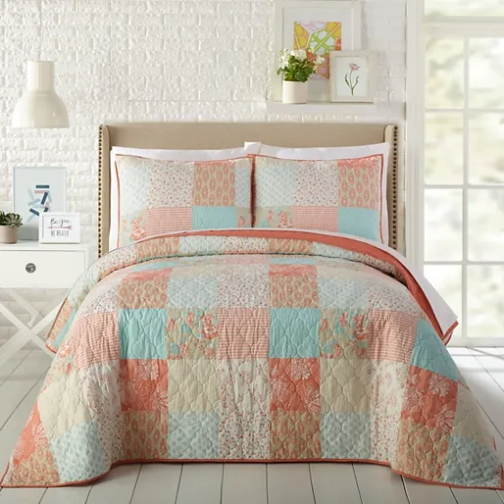 Jessica Simpson Coral Ikigai King Quilt Set-Kirkland's Home Clearance