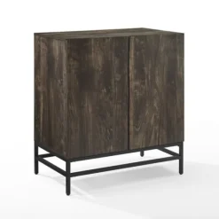 Joanelle Dark Steel And Wood Wine Cabinet-Kirkland's Home Best Sale