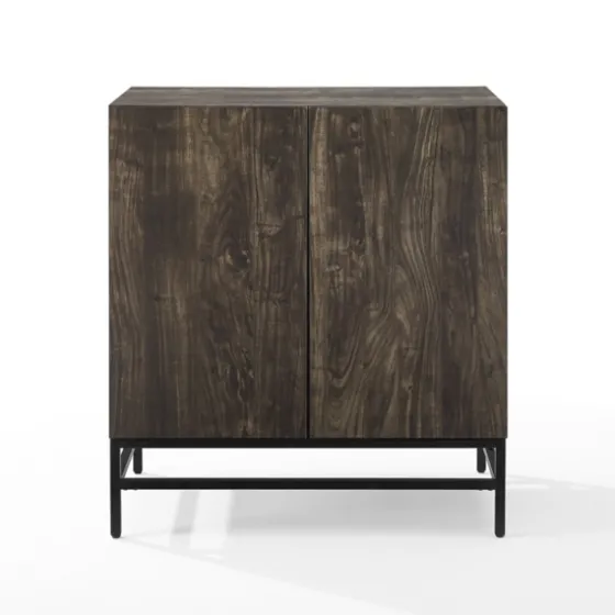 Joanelle Dark Steel And Wood Wine Cabinet-Kirkland's Home Best Sale