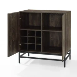 Joanelle Dark Steel And Wood Wine Cabinet-Kirkland's Home Best Sale