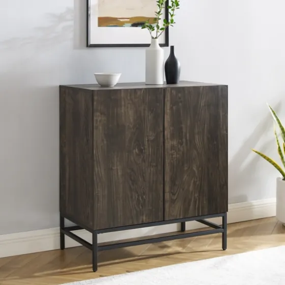 Joanelle Dark Steel And Wood Wine Cabinet-Kirkland's Home Best Sale