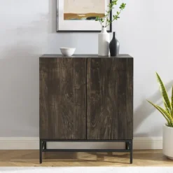 Joanelle Dark Steel And Wood Wine Cabinet-Kirkland's Home Best Sale