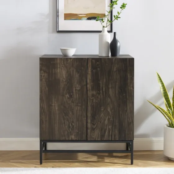 Joanelle Dark Steel And Wood Wine Cabinet-Kirkland's Home Best Sale