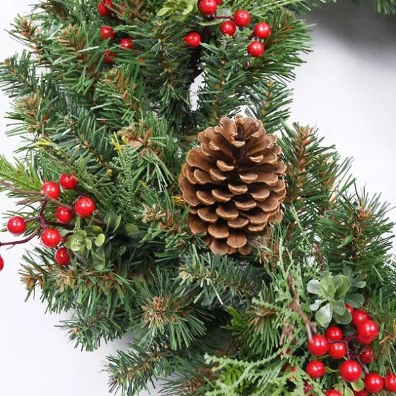 Jolly Pine Sprigs And Red Berries Wreath-Kirkland's Home Store