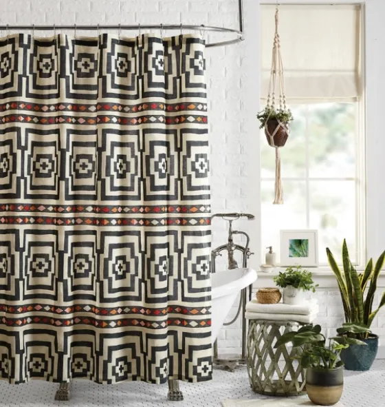 Justina Blakeney Black Hypnotic Shower Curtain-Kirkland's Home Online