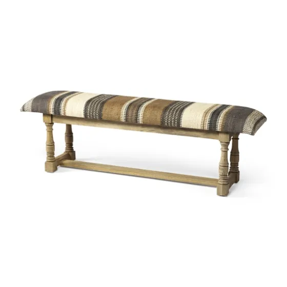 Jute Striped Natural Wood Bench-Kirkland's Home Best Sale