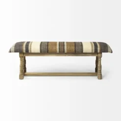 Jute Striped Natural Wood Bench-Kirkland's Home Best Sale