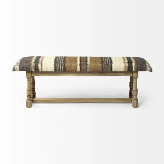 Jute Striped Natural Wood Bench-Kirkland's Home Best Sale