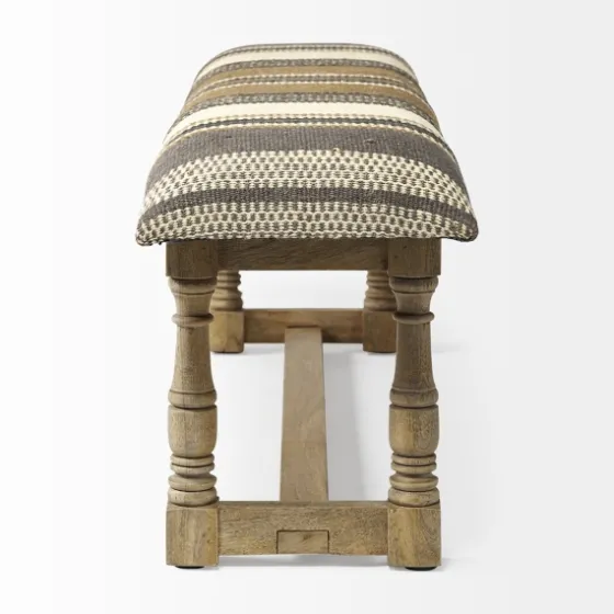 Jute Striped Natural Wood Bench-Kirkland's Home Best Sale