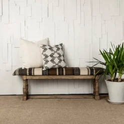Jute Striped Natural Wood Bench-Kirkland's Home Best Sale