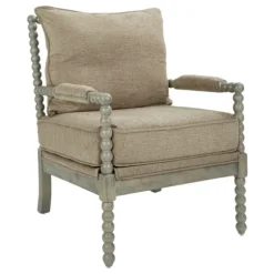 Khaki Liam Turned Leg Accent Chair-Kirkland's Home Outlet
