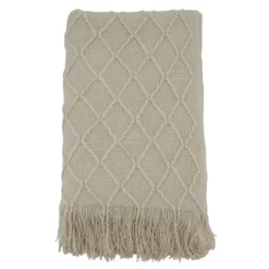 Knitted Beige With Fringe Throw Blanket-Kirkland's Home Store