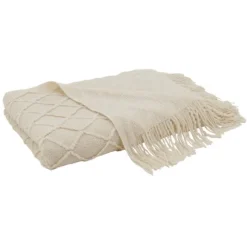 Knitted Beige With Fringe Throw Blanket-Kirkland's Home Store