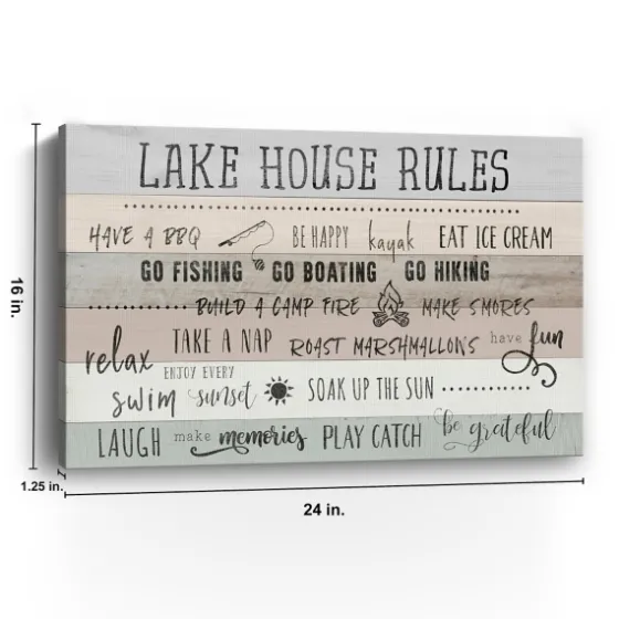 Lake House Rules Giclee Canvas Art Print-Kirkland's Home Outlet