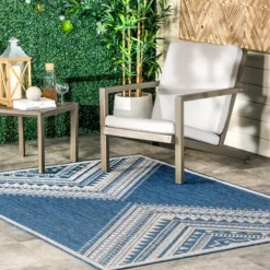 Landy Blue Aztec Outdoor Rug, 8X10-Kirkland's Home Hot