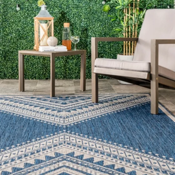 Landy Blue Aztec Outdoor Rug, 8X10-Kirkland's Home Hot