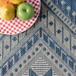 Landy Blue Aztec Outdoor Rug, 8X10-Kirkland's Home Hot