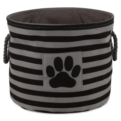 Large Black Paw Patch Stripe Round Pet Basket-Kirkland's Home Clearance