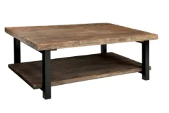 Large Brown Pine Wood And Metal Coffee Table-Kirkland's Home Flash Sale