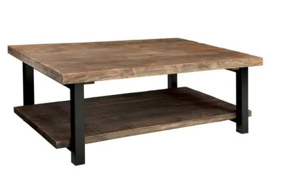 Large Brown Pine Wood And Metal Coffee Table-Kirkland's Home Flash Sale