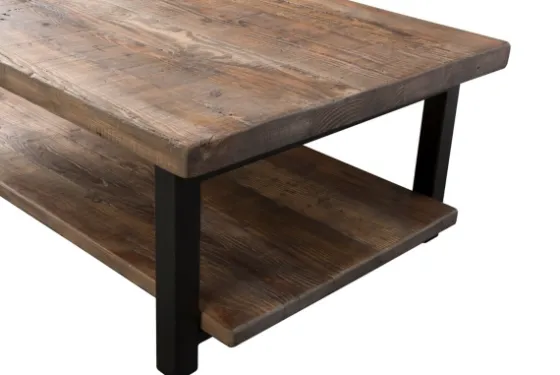 Large Brown Pine Wood And Metal Coffee Table-Kirkland's Home Flash Sale